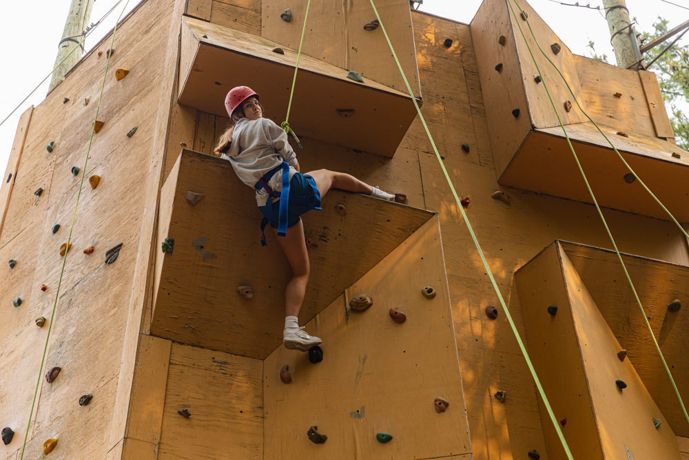 Challenge Campers on the climbing tower