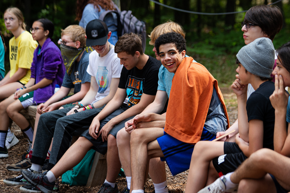 High School Campers at the ropes course