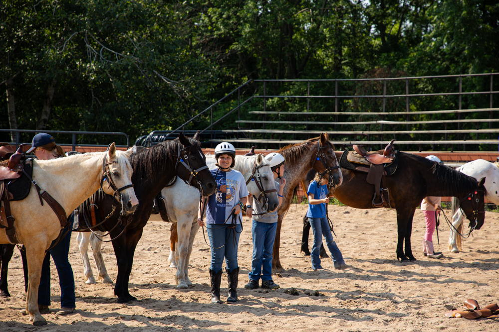 Trail Blazers getting ready for riding lessons